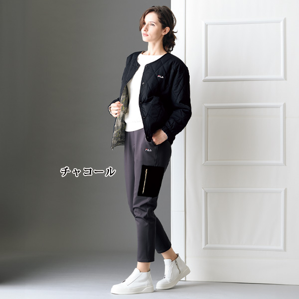 フィラ UV裏ベロアヒート アシメデザインカーゴパンツ FILA 大きいサイズ M L LL 3L