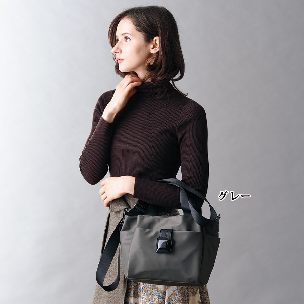 スクエアパーツ2WAY手提げバッグ