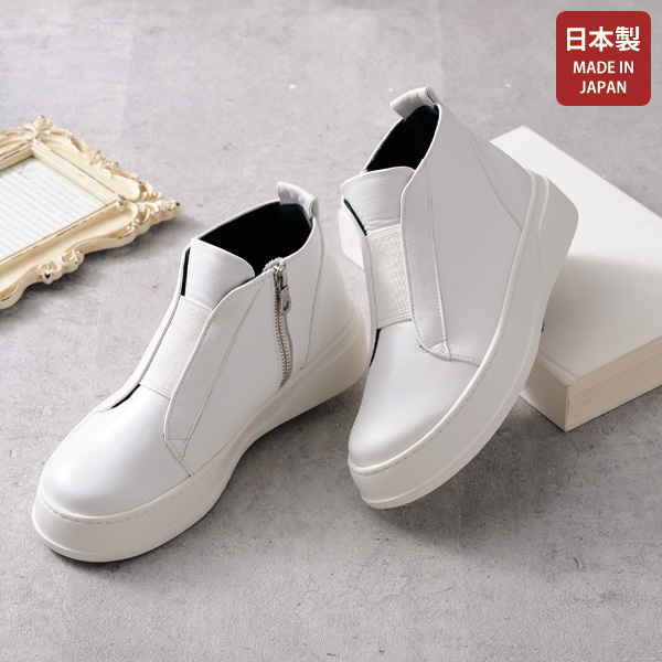 牛革日本製厚底ショートブーツ