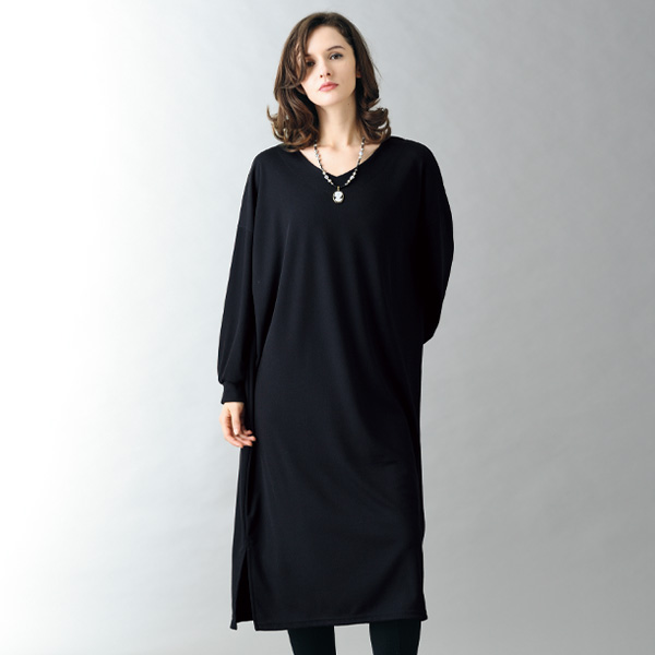 クロスバックパフスリーブゆったりワンピース