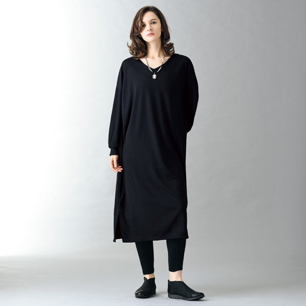 クロスバックパフスリーブゆったりワンピース