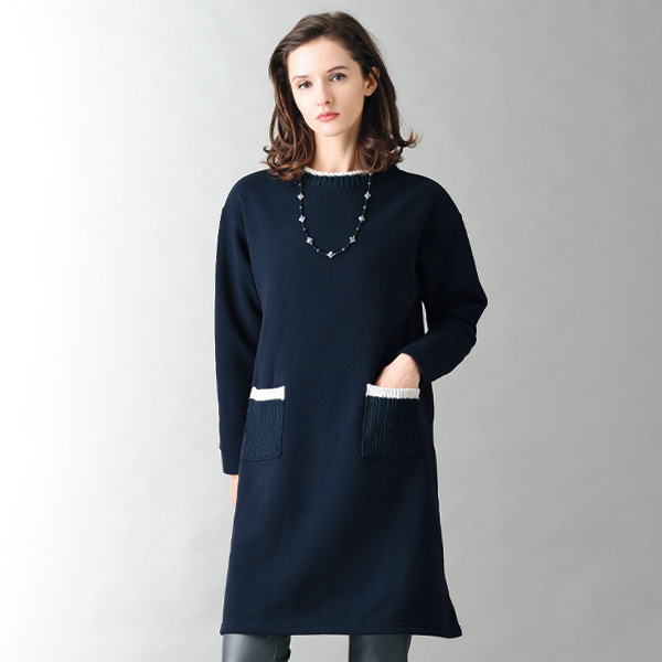 ニット切り替え配色ワンピース