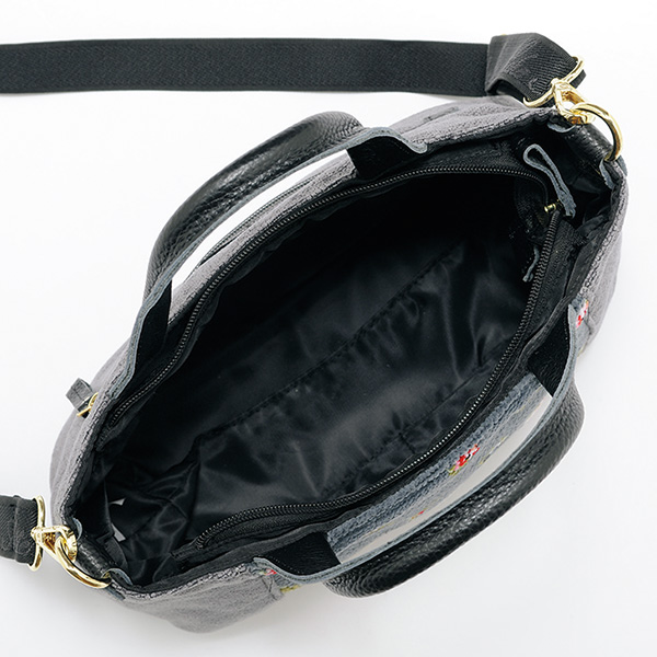 レイクアルスター シェニール織使い牛革ハンドル2WAY手提げ Lake Alster