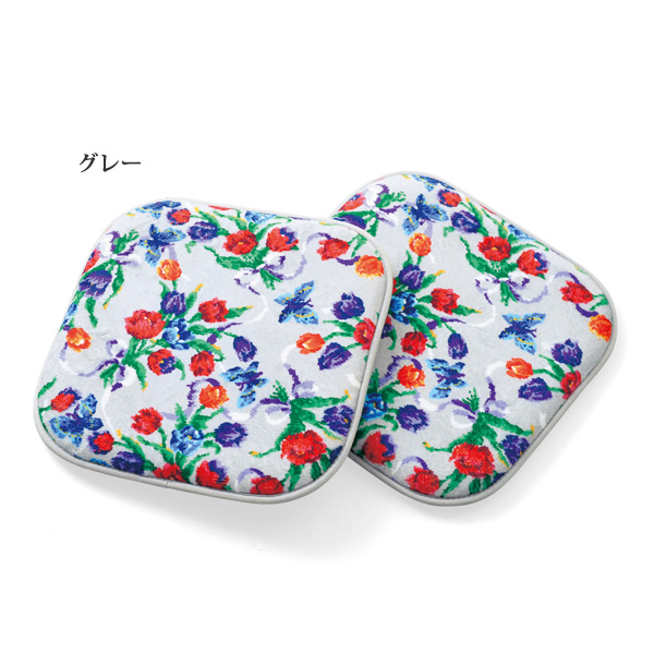 レイクアルスター 低反発チューリップ柄プリントシートクッション同柄2枚組 Lake Alster