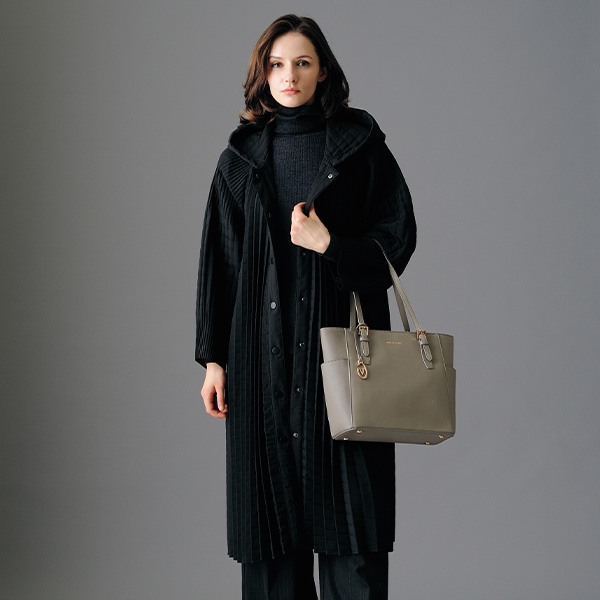 プリーツ×キルトラグジュアリーコート