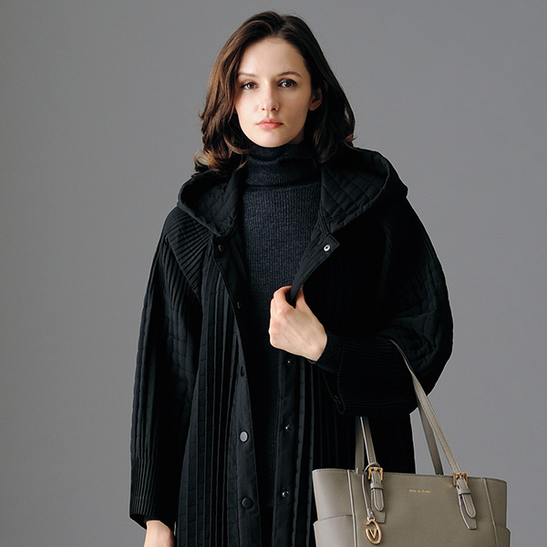 プリーツ×キルトラグジュアリーコート