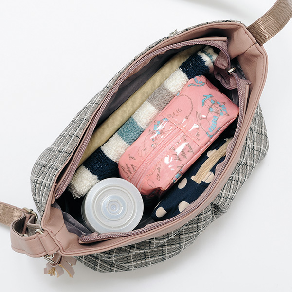 チェック柄配色ショルダーバッグ