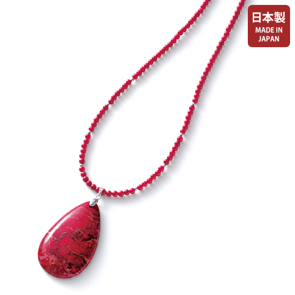 レッドカラーストーンネックレス