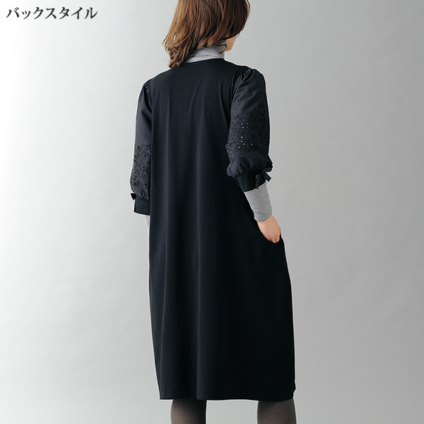 袖レースワンピース