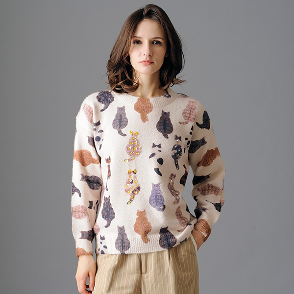 色々な猫の背中プリントプルオーバー
