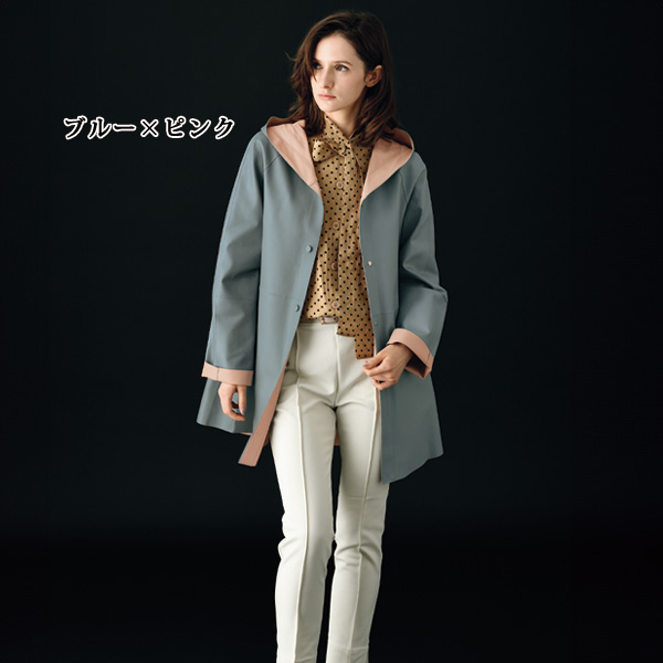 ラムレザーリバーシブルフード付コート