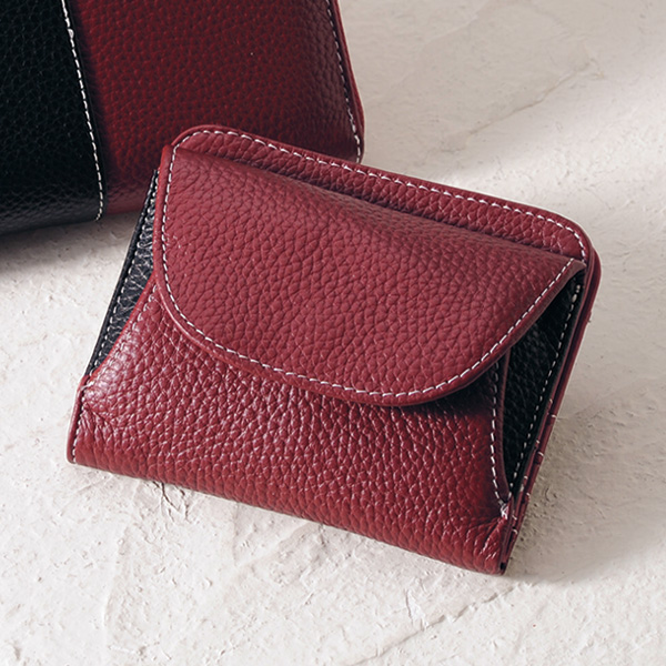 牛革配色コンパクト財布