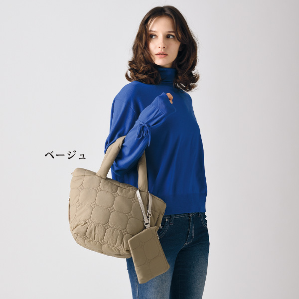 ポーチ付キルティングトートバッグ