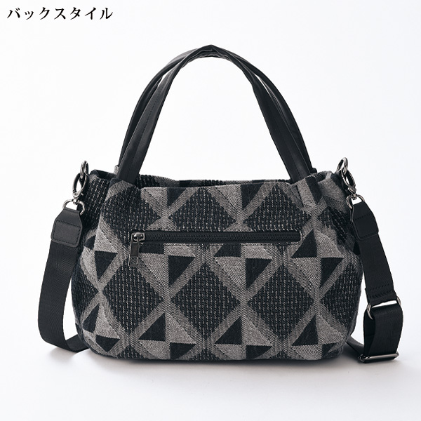 幾何学柄デニムキラキラ2WAYバッグ