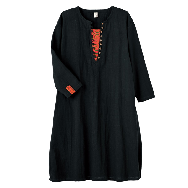 モン族伝統布使い チェンマイコットン コクーンワンピース