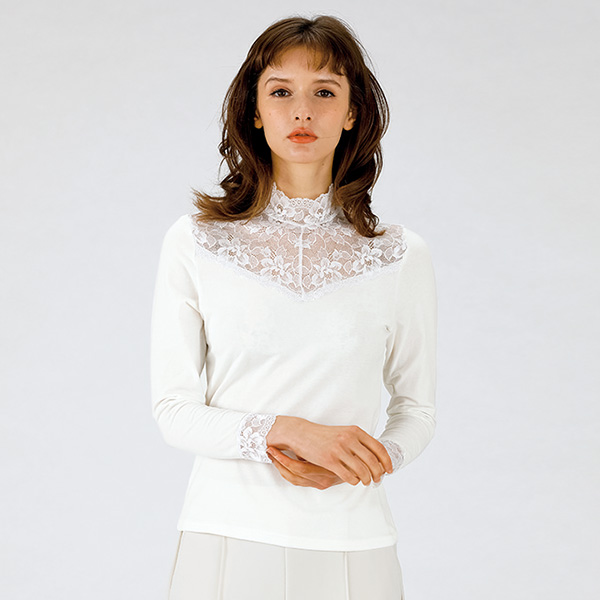 ストレッチレース エレガントジャケット 長袖インナー2色組