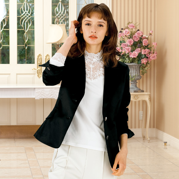 ストレッチレース エレガントジャケット 長袖インナー2色組