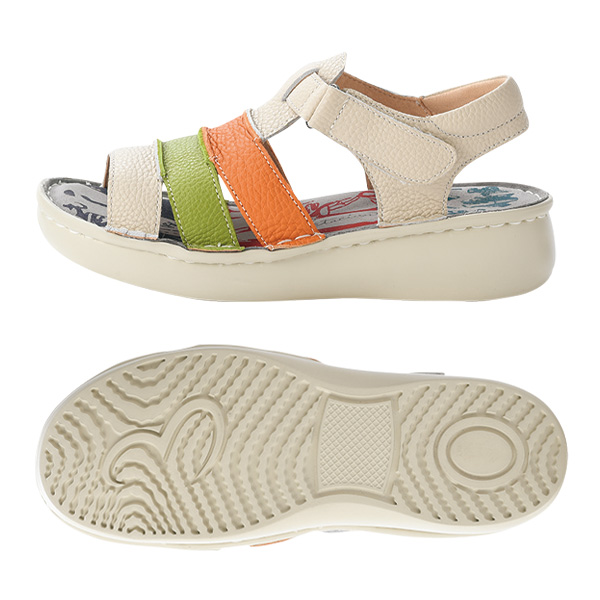 エスタシオン 牛革配色サンダル Estacion