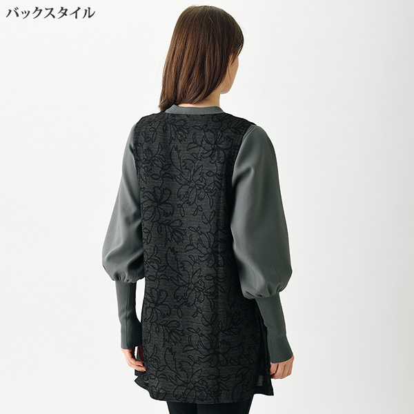 花柄ジャカードチュニックベスト 大きいサイズ ML LL 3L