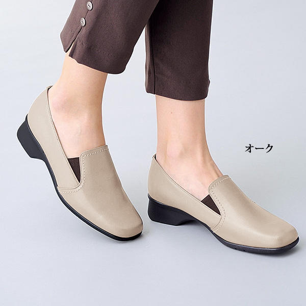 牛革サイドゴムウォーキングシューズ