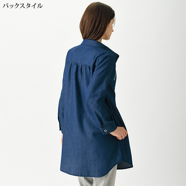 刺しゅう入りデニムブラウス 大きいサイズ M L LL 3L