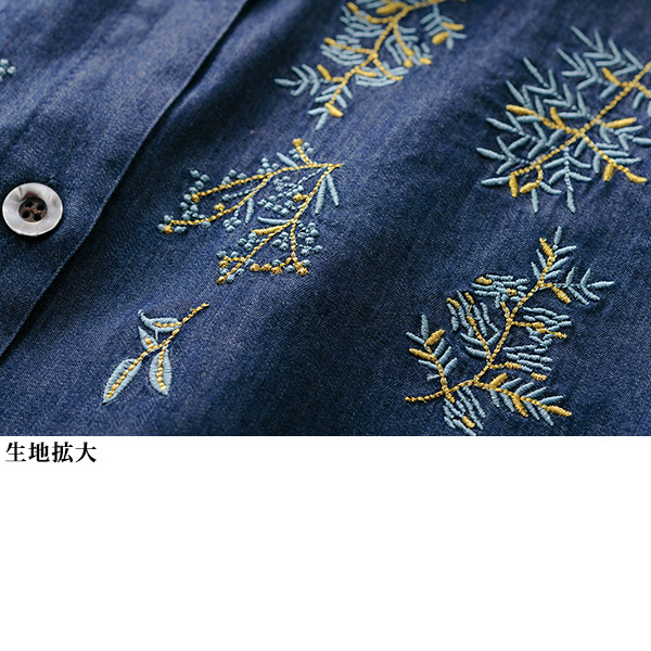 刺しゅう入りデニムブラウス 大きいサイズ M L LL 3L