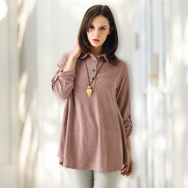 襟付きジャカードチュニック