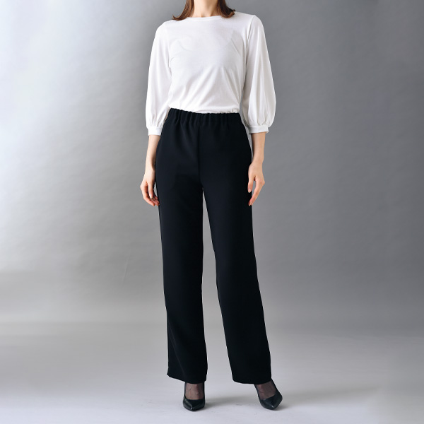 eclaT style(R)BLACK フォーマルゴム替え出来るワイドパンツ 大きいサイズ M L LL 3L