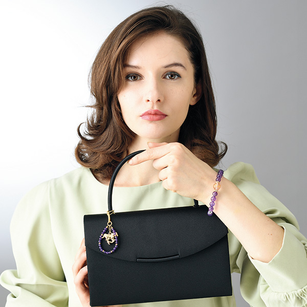 万事馬九いく・アメシスト ブレスレット＆根付2点セット