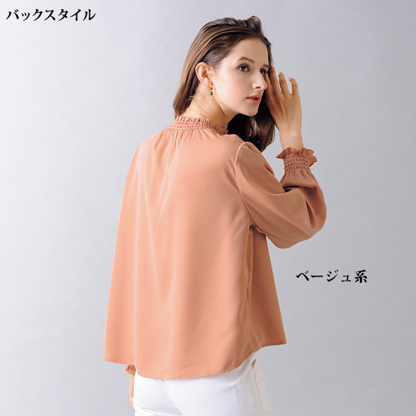 シャーリング無地ブラウス 大きいサイズ M L LL 3L