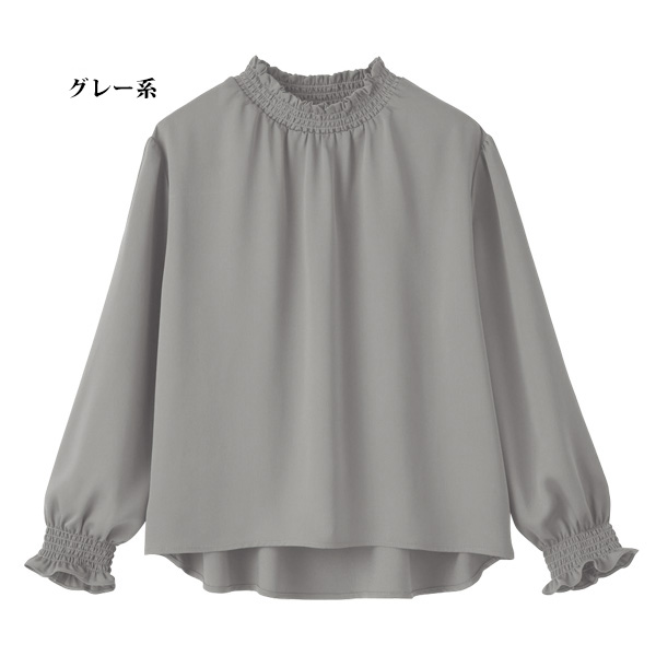 シャーリング無地ブラウス 大きいサイズ M L LL 3L