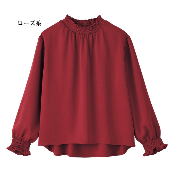 シャーリング無地ブラウス 大きいサイズ M L LL 3L