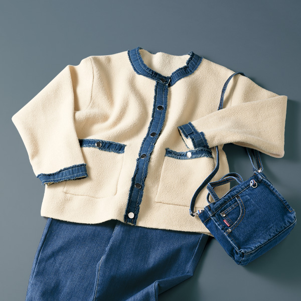 デニム使いエレガンスジャケット