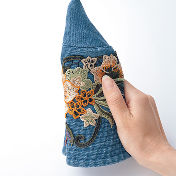 花刺しゅうデニムバケットハット