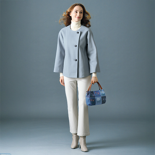 デニムフラワー刺しゅうパッチワーク2WAYバッグ