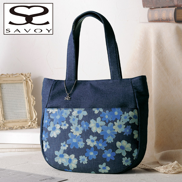 サボイ フラワープリントデニムバッグ SAVOY