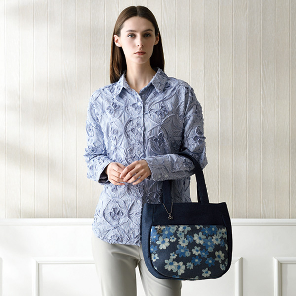 サボイ フラワープリントデニムバッグ SAVOY