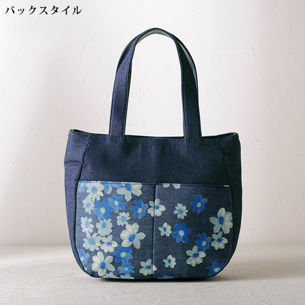 サボイ フラワープリントデニムバッグ SAVOY