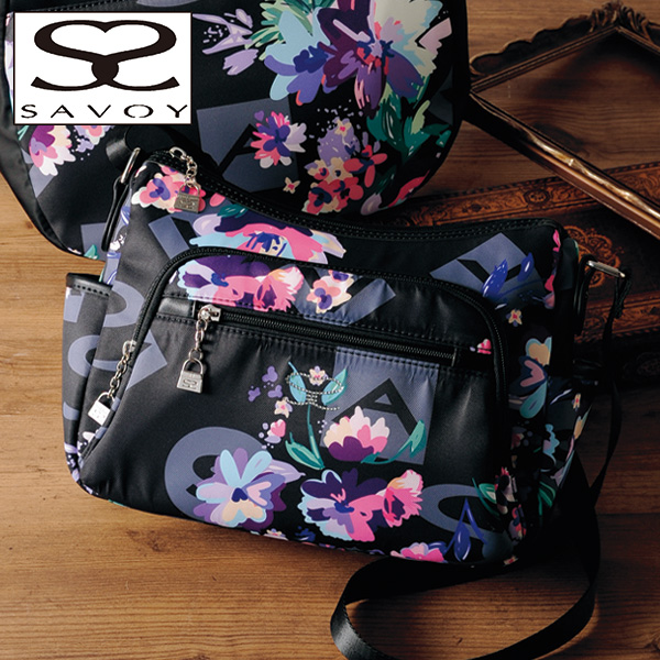 サボイ ラインストーン付きロゴ＆フラワーショルダーバッグ SAVOY