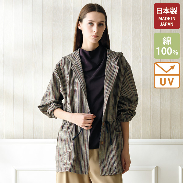 UV加工 越後しじら織パーカー