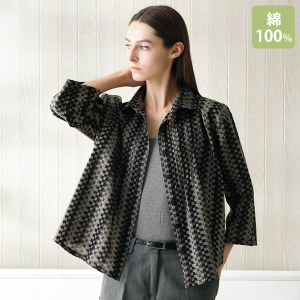 ピンタック市松模様ジャケット