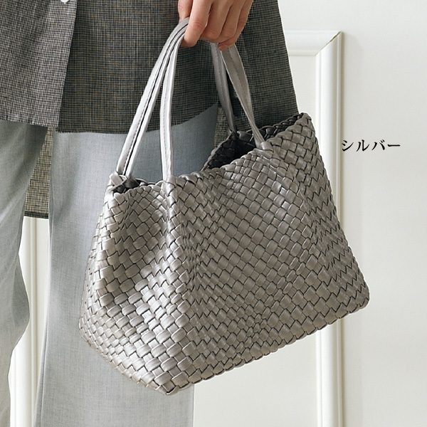 手編み風メッシュタックトート