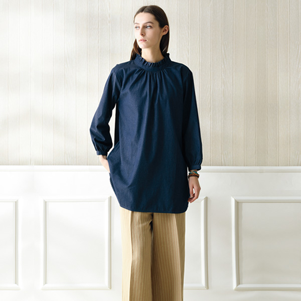 デニムフリル衿チュニック