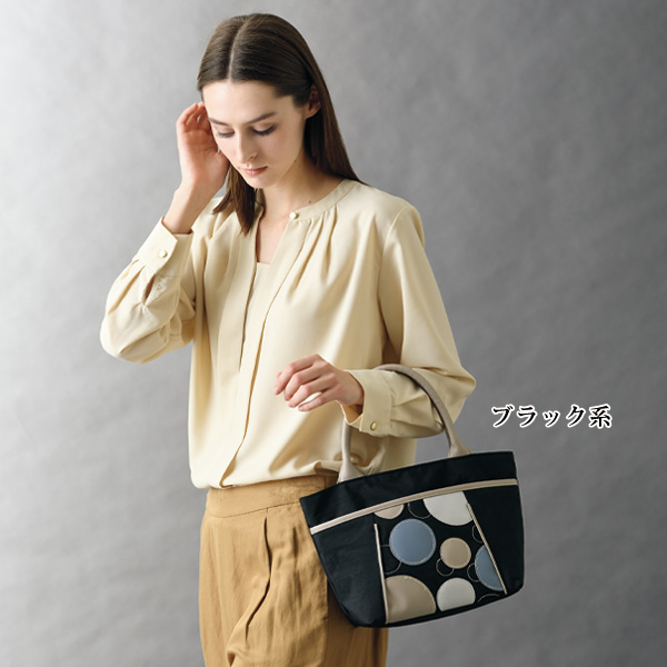 ランダムドットパッチワーク手提げバッグ