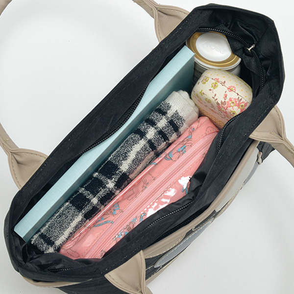 ランダムドットパッチワーク手提げバッグ