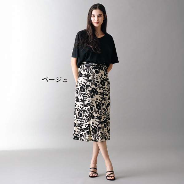 花柄プリント6枚はぎスカート