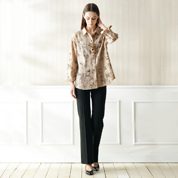 ボタニカル柄ブラウス 大きいサイズ M L LL 3L