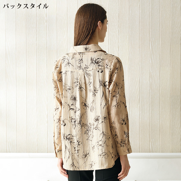 ボタニカル柄ブラウス 大きいサイズ M L LL 3L