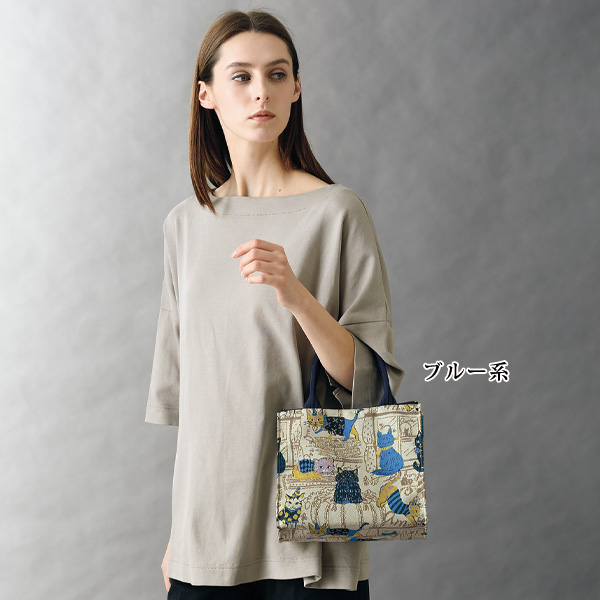 パンクリエーション 尾州産猫柄ジャカード織手提げバッグ PAN CREATION