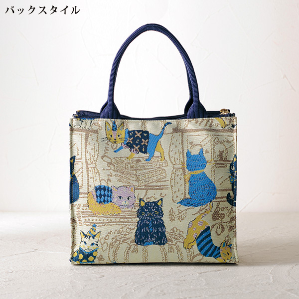 パンクリエーション 尾州産猫柄ジャカード織手提げバッグ PAN CREATION